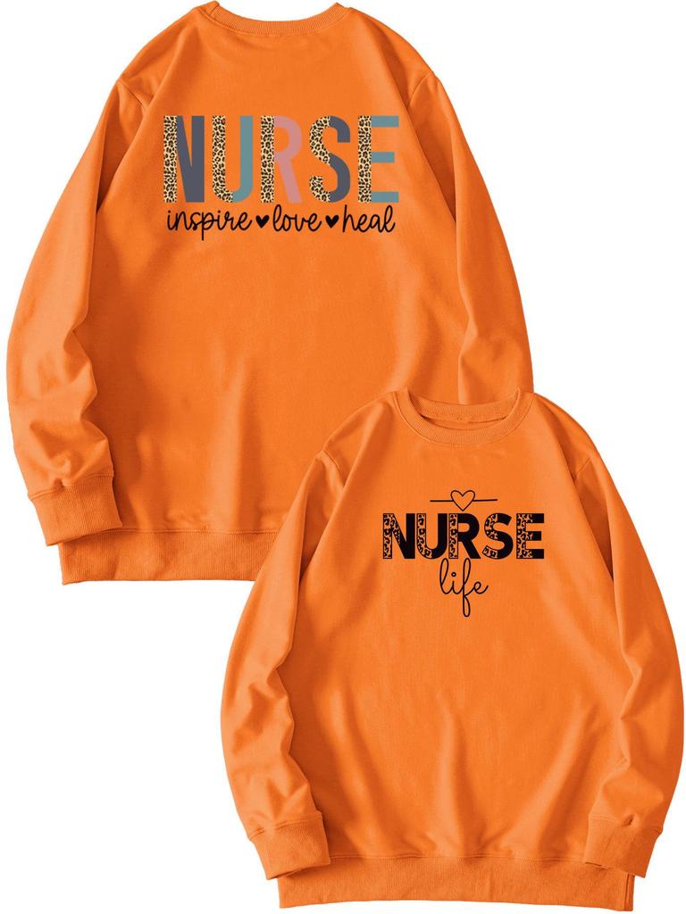 European Front & Back Print Nurse Inspire Love Heal Women's Versatile Hoodie