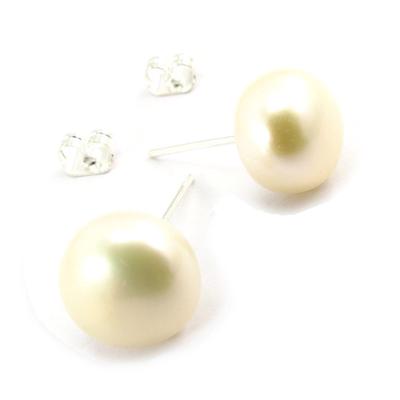 [K1121] - Ivory 'Perla' Earrings 10 Mm
