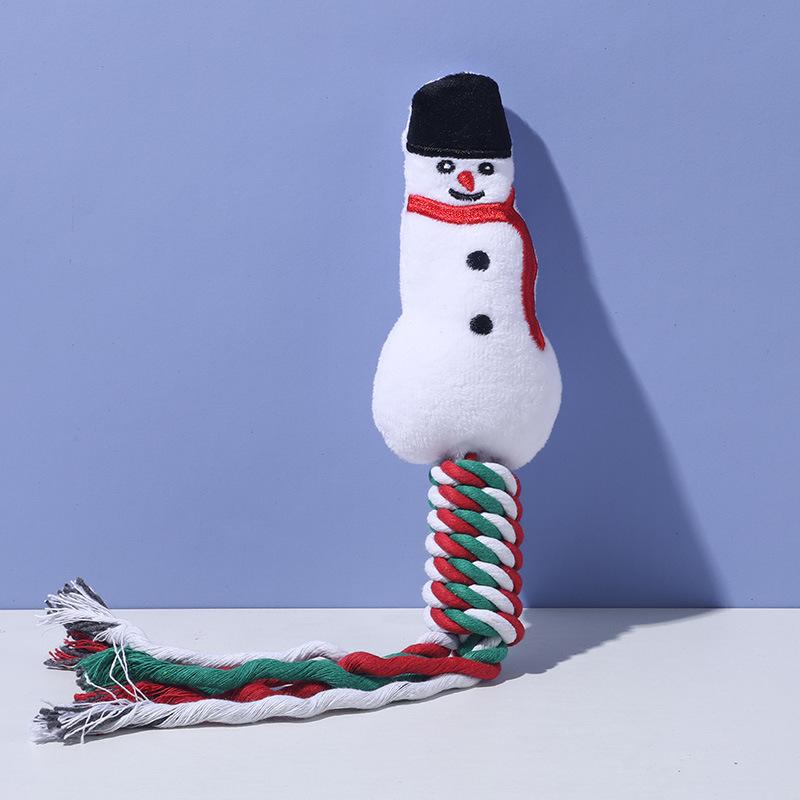 Dog Christmas Gnawing Toys Grinding Teeth Cleaning Ropes Knots Cotton Ropes Toys for Dogs Cat Relieve Boredom Interactive Toys