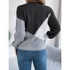 Women's Sweatshirt-Style Casual Colour-Blocked Cable-Knit Long-Sleeved Pullover Knit Top