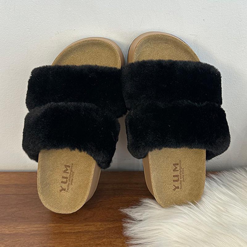 Fashion Flats Women Slippers Fur Fashion Cozy Shoes Autumn Dress Designer Woman Cotton Shoes 2025 New Dress Short Plush Zapatos Mujer
