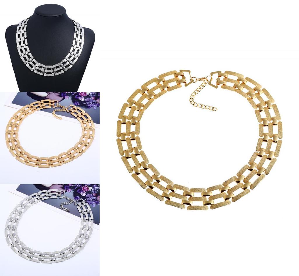 Fashion Metal Geometric Choker Necklace With Matte Finish For Gift And Travel Souvenir