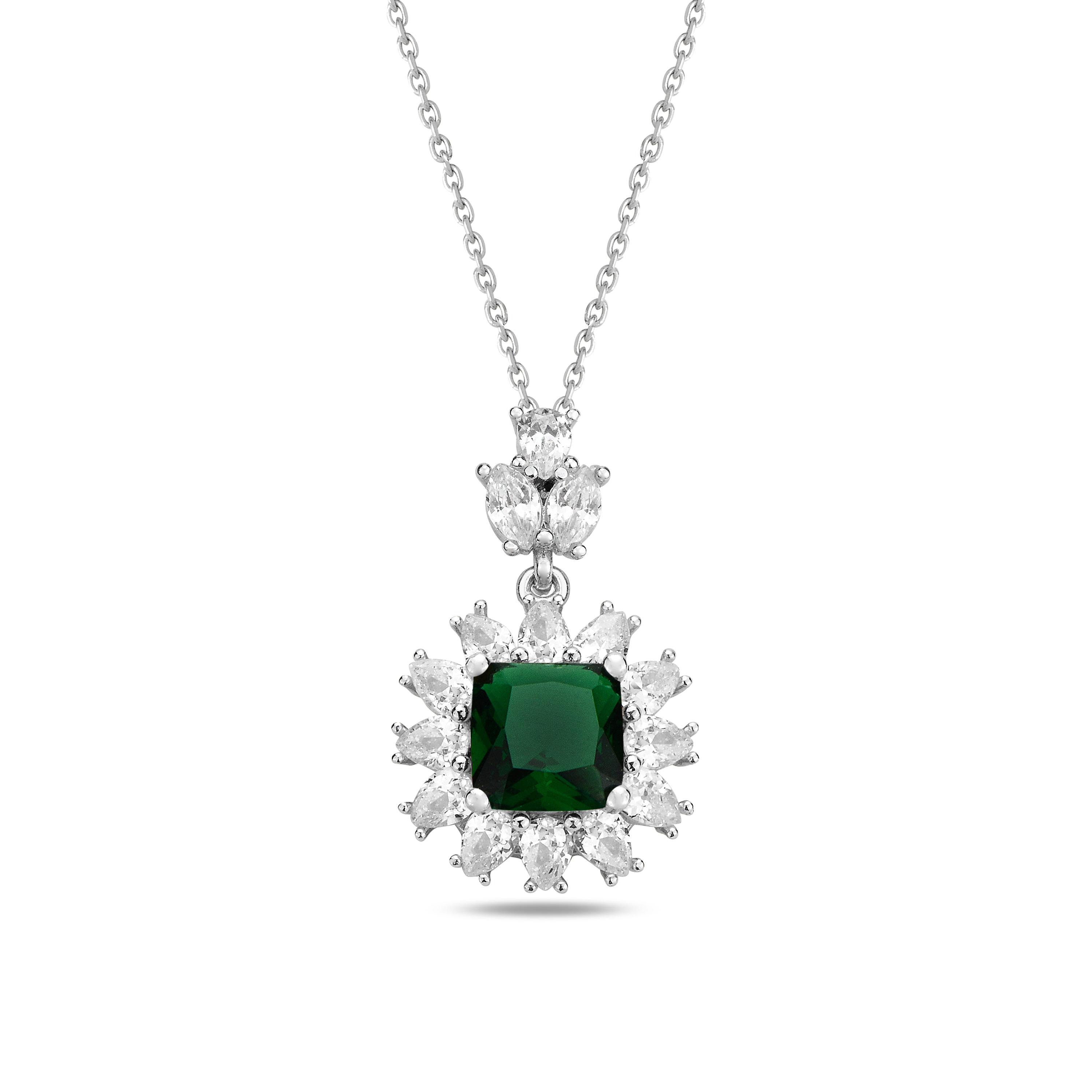 

Серебряное ожерелье огранки «кушон» с изумрудным камнем, турецкое ожерелье ручной работы особого дизайна, элегантное и женственное ювелирное украшение, идея подарка для особых случаев Emerald серебряный