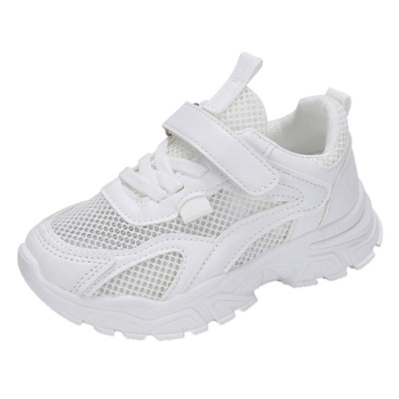 Scarpe casual bianche/rosa in tessuto traspirante, comode e morbide, per bambini, alla moda estiva per studenti, sportive, casual, bianche