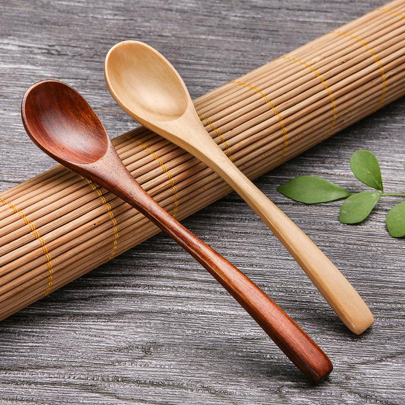 Wooden Spoon Children Cute Small Soup Spoon Dessert Cold Drink Spoon Honey Spoon Rice Spoon Girls Tableware