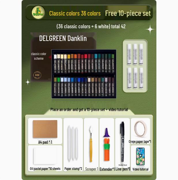 Dan Ke Lin Third Gen Super Soft 36-Color Oil Pastel Set - Advanced Gray White Oil-Based Crayons