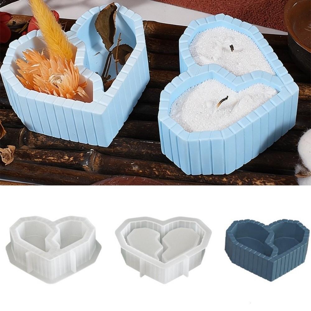 Heart-shaped Candlestick Mold Creative 3D Plaster Mold Handcraft Candle Cup Molds  for Beginners