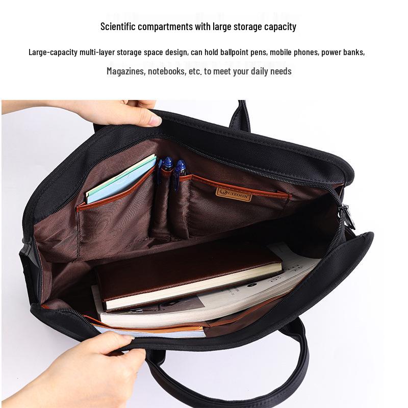 Large Capacity Oxford Cloth Double-Layer Business Briefcase/Document Bag with Printing