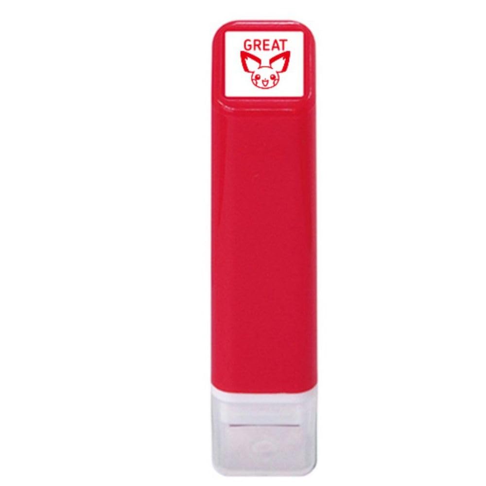 Kodomo No Kao Stamp - Pokémon One-Point Self-Inking Stamp - Pichu/GREAT/Color: Red 2870-035