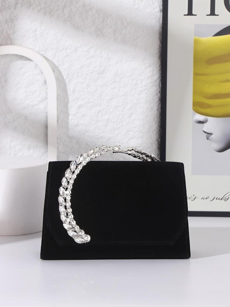 Velvet Rhinestone Crossbody Evening Bag: Luxurious High-End Women's Handbag