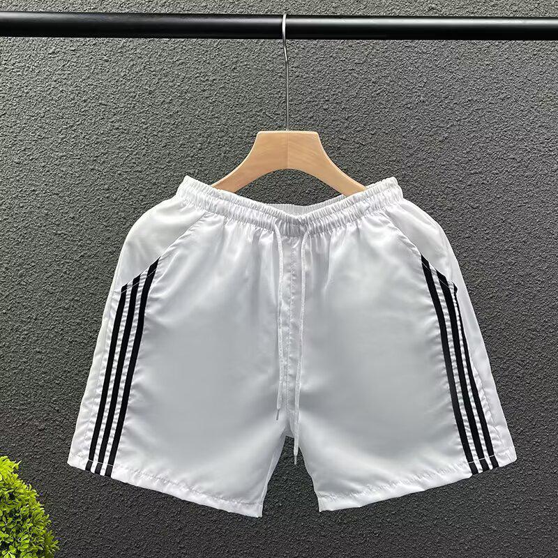 

Летние спортивные шорты средней длины в корейском стиле с тремя полосками - Унисекс, трендовый свободный крой 2XL белый