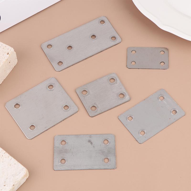 10Pcs Straight Four Hole Fixed Angle Bracket Stainless Steel Right Angle Bracket Furniture Fasteners Wood Shelves Cbinets