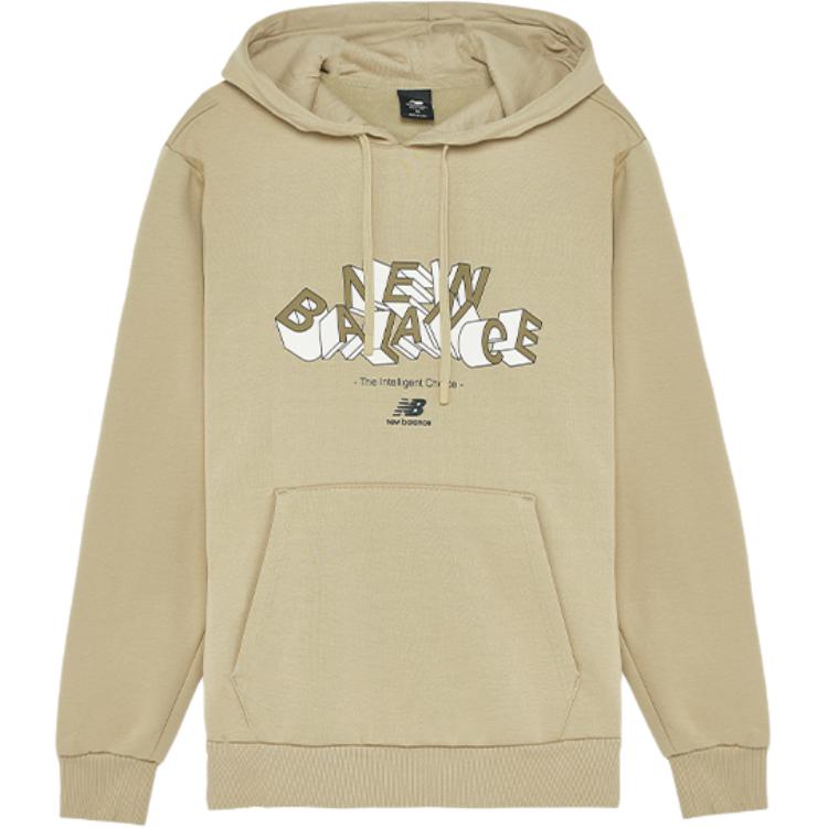 New Balance Sports Life Collection Letter Print Versatile Fleece Lined Comfortable Hooded Long Sleeved Sweatshirt Men s AMT14316-BEI L