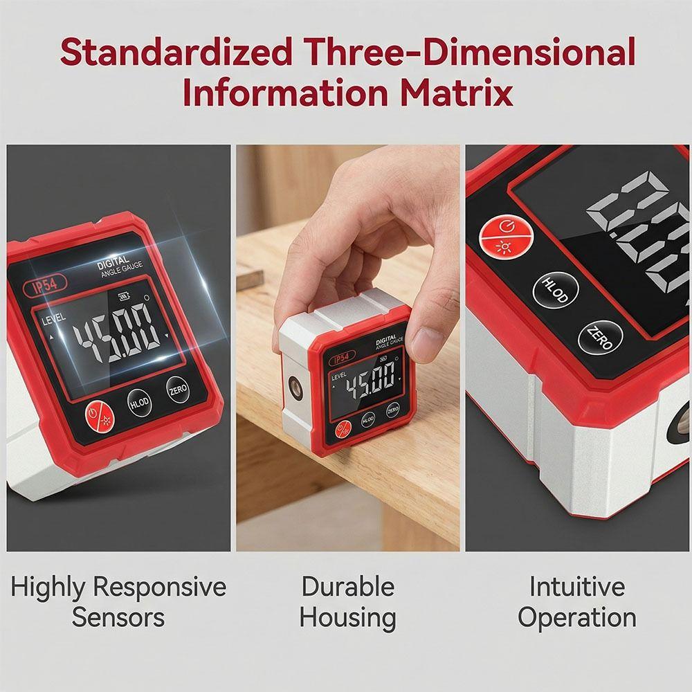 4x90° Inclinometer 4 Side Magnetic Electronic Goniometer Laser Level Woodworking Measuring
