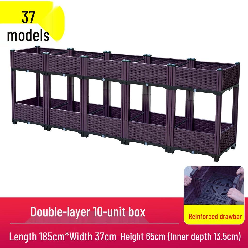 Outdoor Flower & Vegetable Planter: Large Rectangular Plastic Box for Balcony & Rooftop Gardening