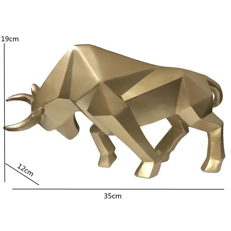 Geometric Resin Cow Statue, Animal Sculpture, Home Decoration, Lucky Cow Statue, Living Room Entrance, Office Desktop Decoration
