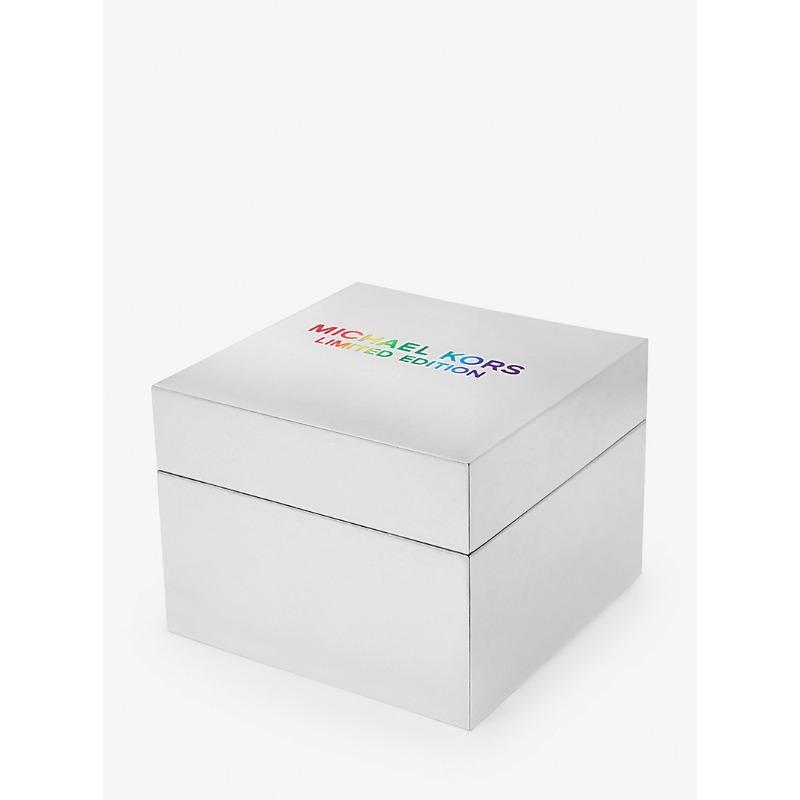 Michael Kors PRIDE Limited-Edition Oversized Raquel Rainbow Pavé Silver-Tone Watch MK7365LE