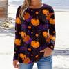 Women's Fashion Casual Long Sleeve Halloween Print Pullover Sweatshirt Crew Neck Top for Fall Seasonal Wear