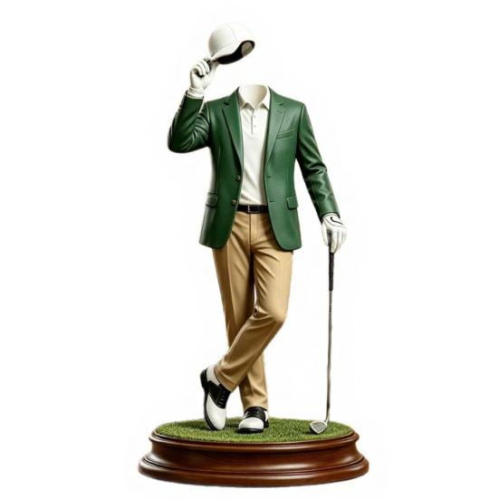 Golf Gentleman Figurine Modern 3D Printed Invisible Head Statue for Home Office Desk Bookshelf Decor Collectible Sculpture for Golfers Men 1pc