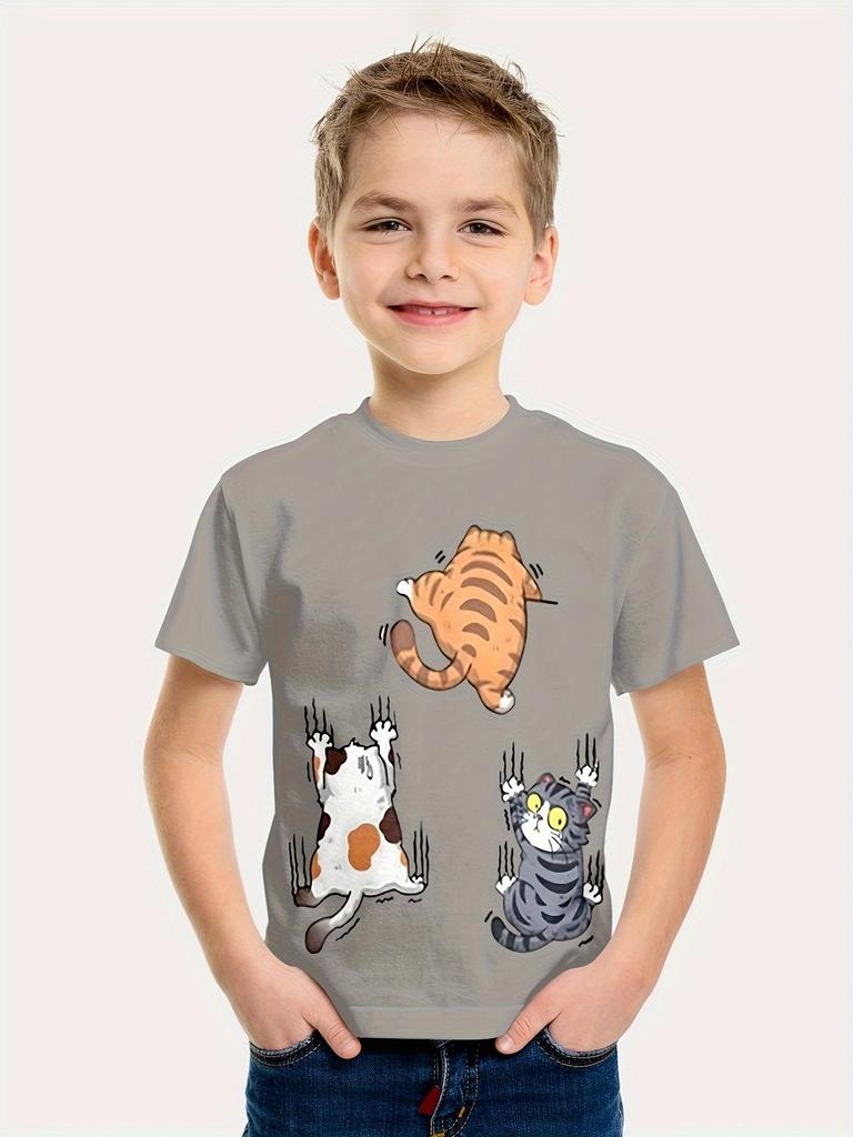 Zábavná zvířátka 3D tištěné chlapecké kreativní tričko ležérní dětský top s krátkým rukávem