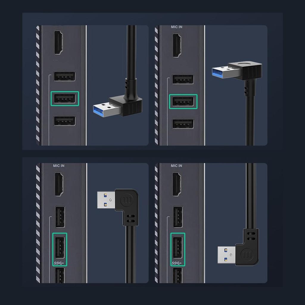 USB Extension Cable 3.0 Male to Female Data Sync USB Extender Cord 90 Degree 5Gbps High Speed Charging Cable for Mouse