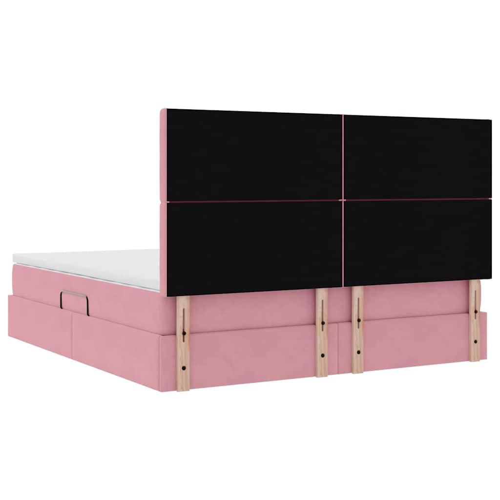 Storage Bed with Mattress Pink 160 X 200 Cm Velvet