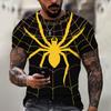 Herre T-skjorte Sommerrød 3D Spider Print T-skjorter Herre Cool Spider Kortermet O-hals T-skjorte Herre Oversized klær