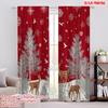 2pcs,2D Plane Printing Creative Curtains Reindeer and Snow Durable 100% Polyester Fabric (without Rod) Room Decor Use for