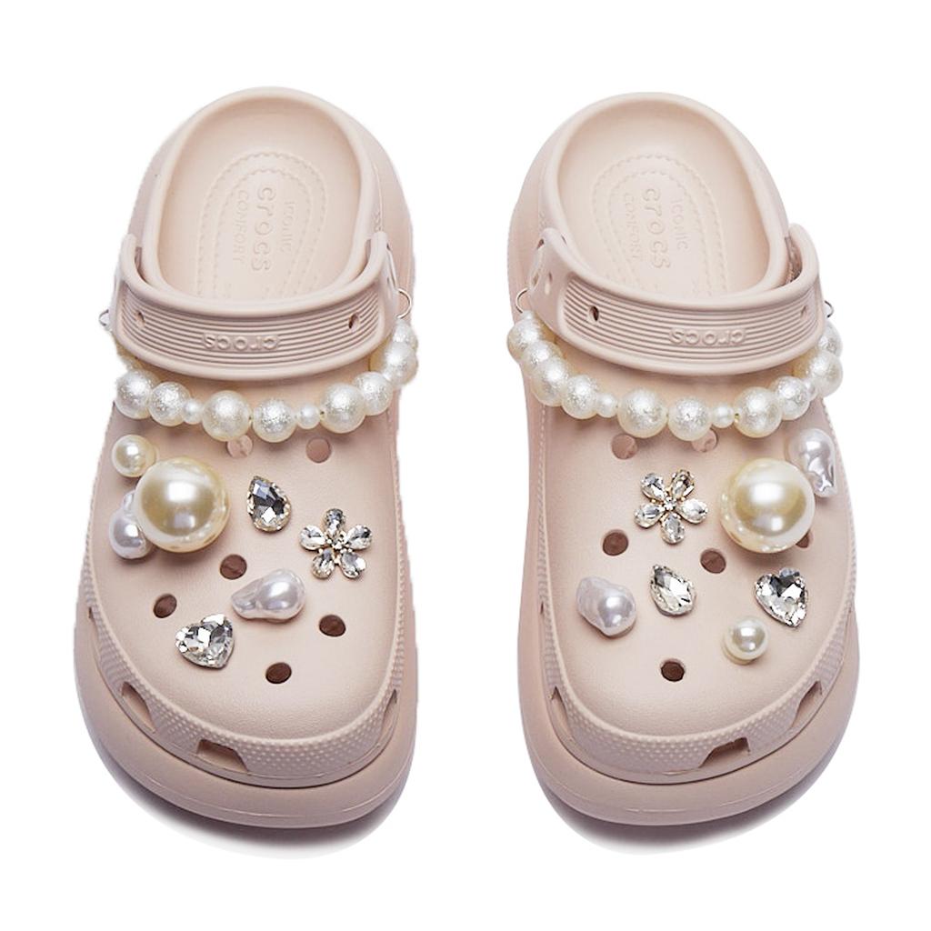 Crocs Bubble Jellyfish Pink Bead Bubble EVA Sweet and Cute Personality Hole Shoes Unisex Pink