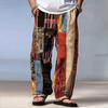 Herren Farbblock Patchwork Hose Mittlere Taille Kordelzug Elastische Taille Hawaiianisch Lässig Outdoor Gerade Hosen