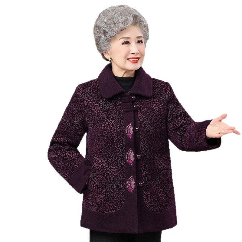Autumn and Winter Coats, Women's Middle-aged and Elderly Clothes, Fleece and Thickened Elderly Clothes, Coats