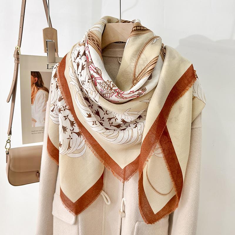 Retro elegant temperament thin air-conditioned room shawl women's trend printing outer scarf