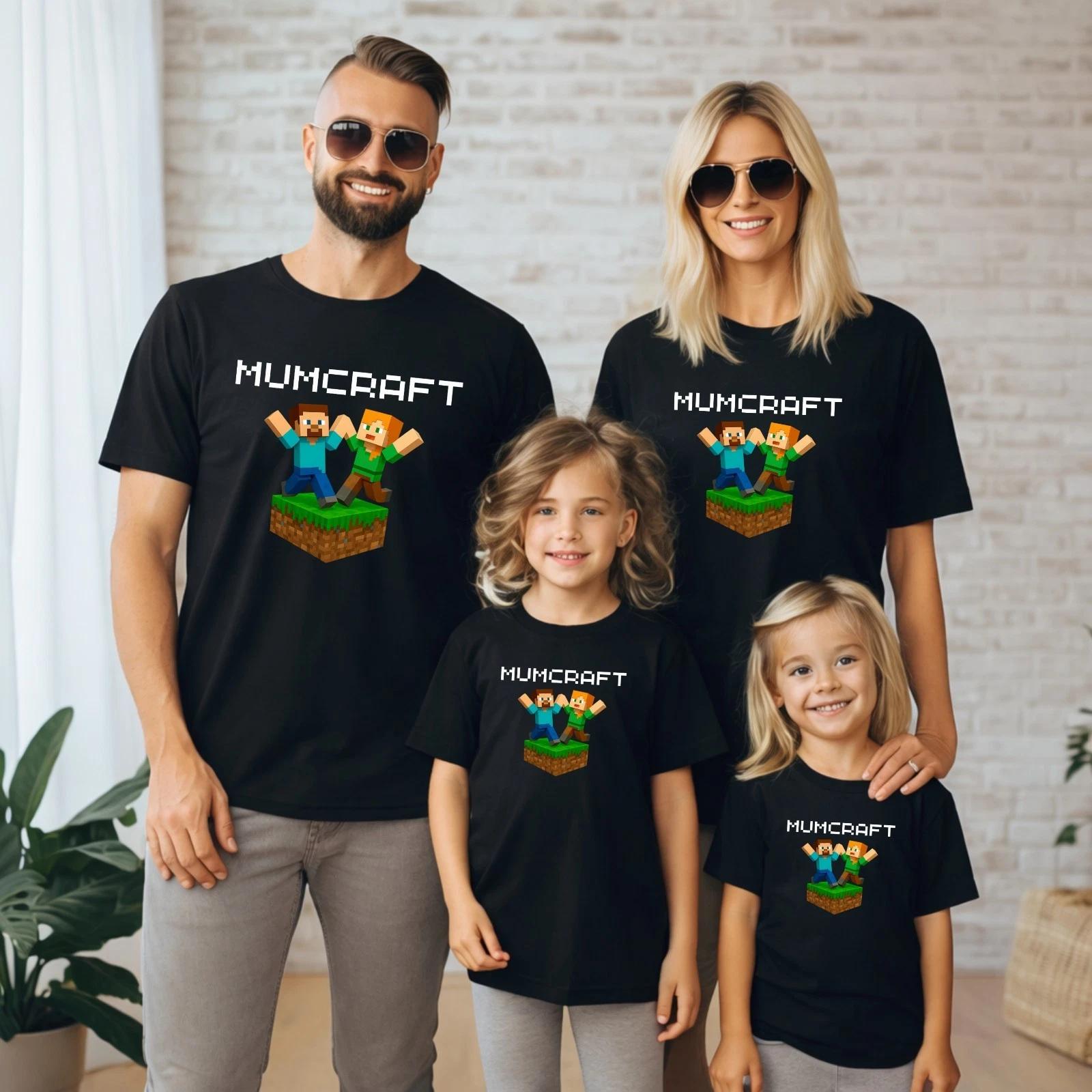 

Mumcraft Family Matching T-Shirts Gaming Mum Kids Black Cotton Mother s Day XXL