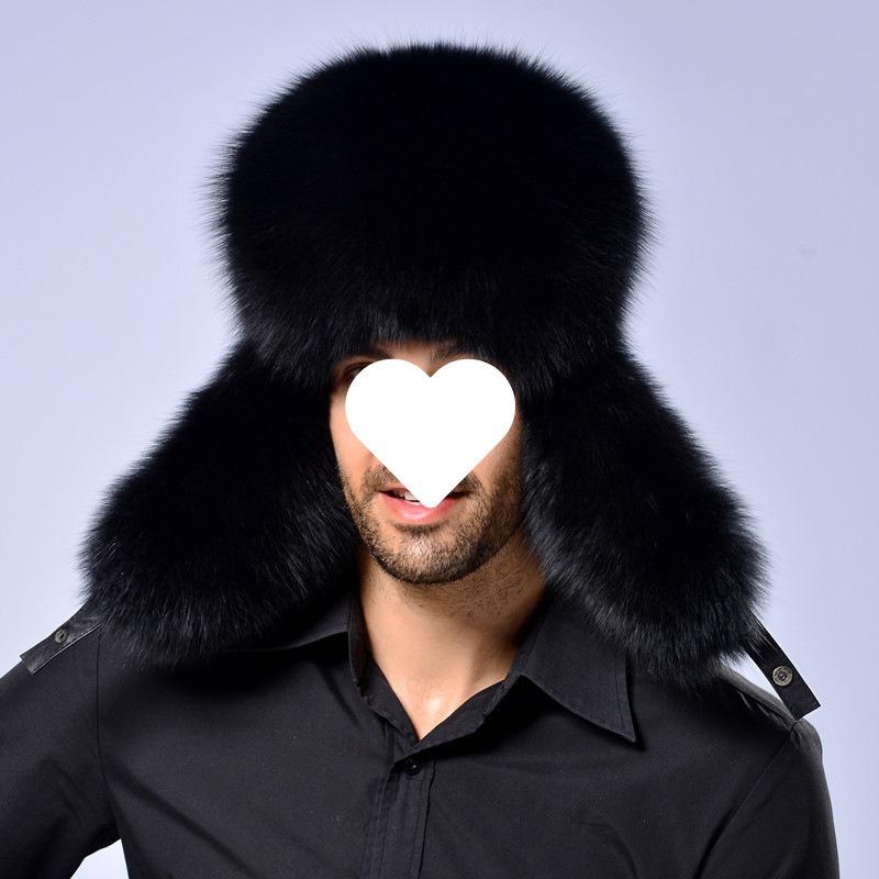 Winter imitation leather men's train head hat thickened warm middle and old ear protection and cold protection hat