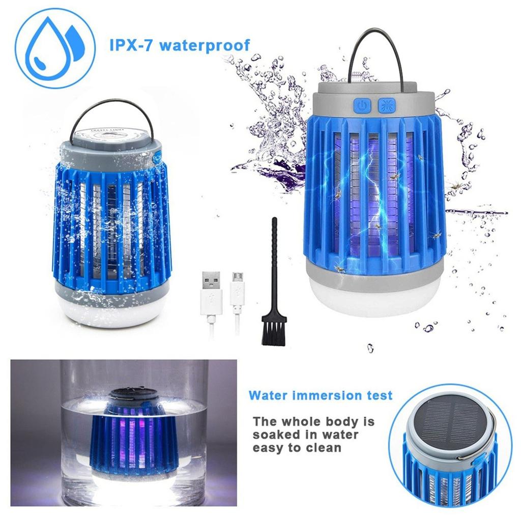 1pc Solar Mosquito USB Lamp Waterproof Insect Fly-Bug Trap Light Flashlight