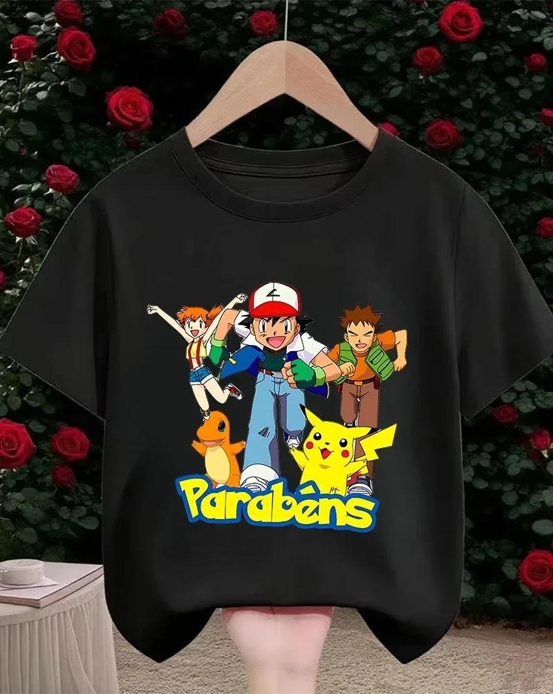 Pokemons Pikachu Kids T Shirts Anime Printed Cotton T Shirt Boys Girls Summer Casual Short Sleeves Tops Children Clothing 2026