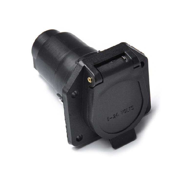 

12V 7 Way Round Standard US Car Plug Connector with Plastic Cap 7Pin Socket Plug 1