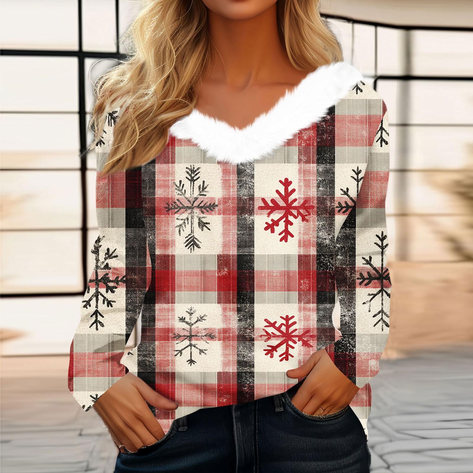 

Женская футболка, рождественская рубашка с длинным рукавом, вечерние, рождественский флисовый воротник, топ с v-образным вырезом XXXL хаки