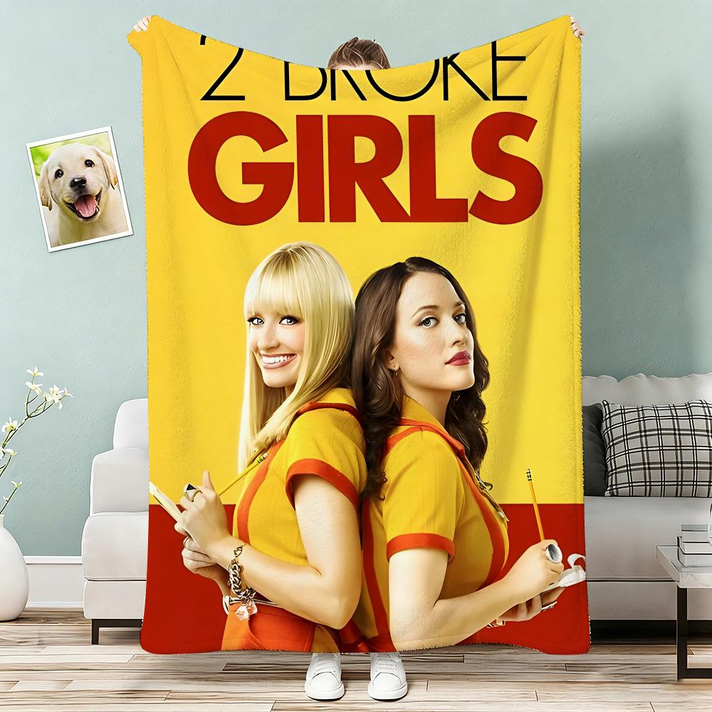 Popular American TV Series 2 Broke Girls Throw Lightweight 240g Flannel Blanket Soft Skin-friendly for Summer Cooling