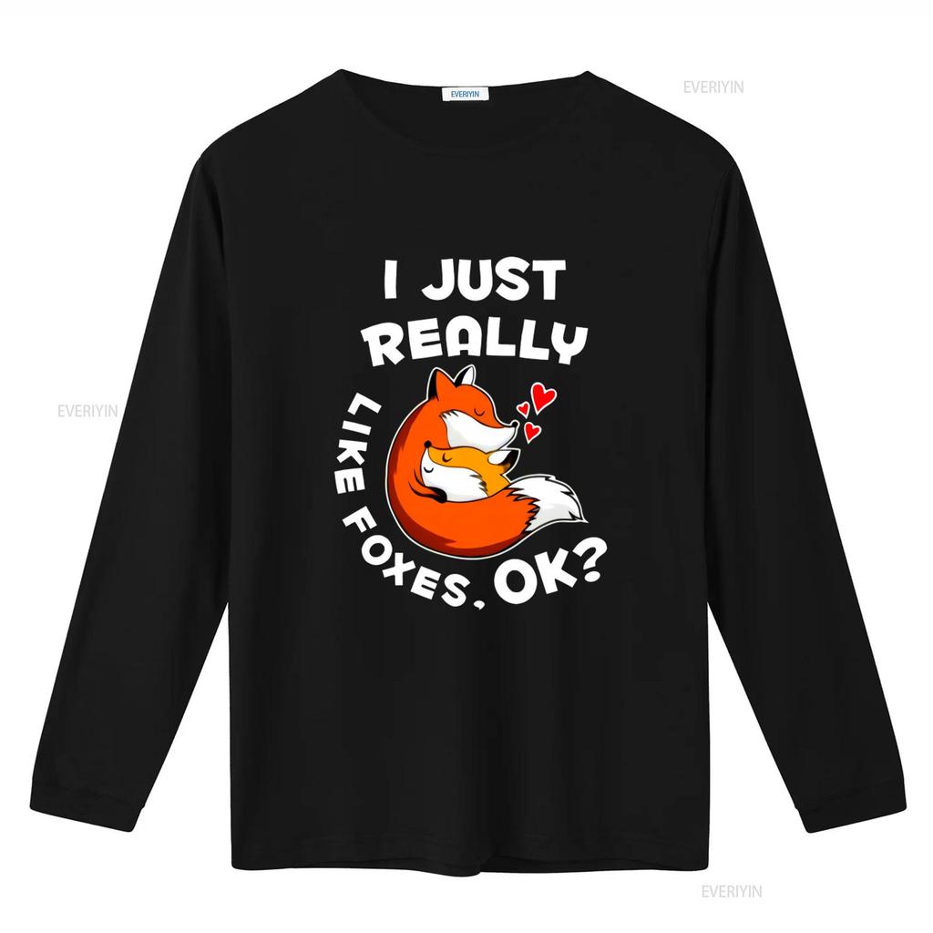 Cute Fox Hug T Shirt I Just Really Like Foxes Ok Funny Design for Lovers Soft Comfortable vintage Washed Top For Everyday Wear