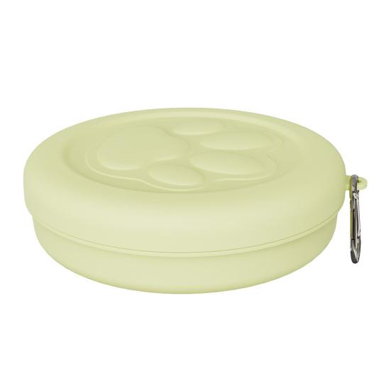 Dog Treat Pouch, Dog Bowl with Metal Carabiner, Puppy Treat Holder, Pet Food Container with Lid for Travel Walking Training Trips