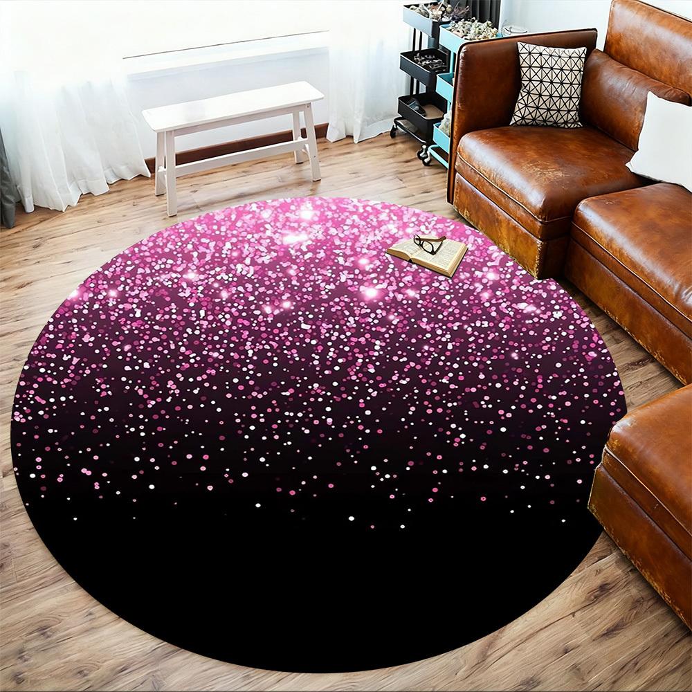 1pc Glitter Sparkle Round Chair Mat Office Area Rug - Non-Slip, Floor Mat for Office, Bedroom, and Indoor Decor P127200