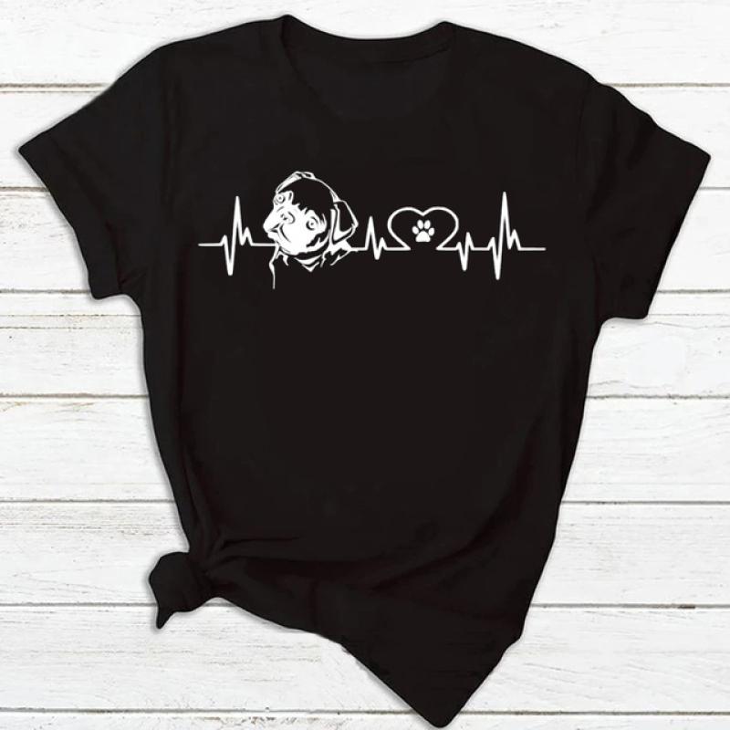 Frauen T Shirt Mode Hund Herzschlag Druck T-shirt Lustige 90er Jahre Druck T T-shirt Frauen T-shirt für Weibliche rote Hemd Kleidung Tops