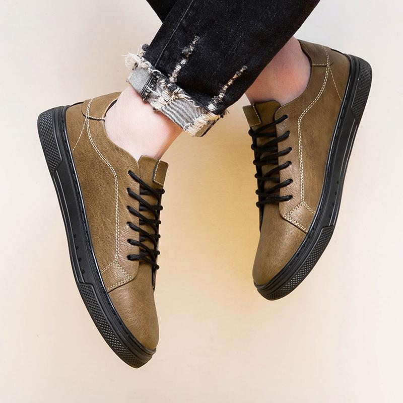 British Male Comfortable Sneakers Classic Men Genuine Leather Casual Shoes Trendy All-match Flats Spring Summer Skate Shoes Men