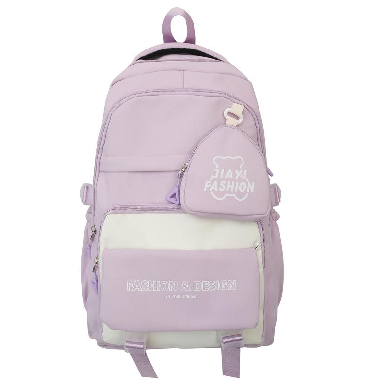 Цветной блок школьная сумка студенческий рюкзак в стиле колледжа женский рюкзак — фото 26