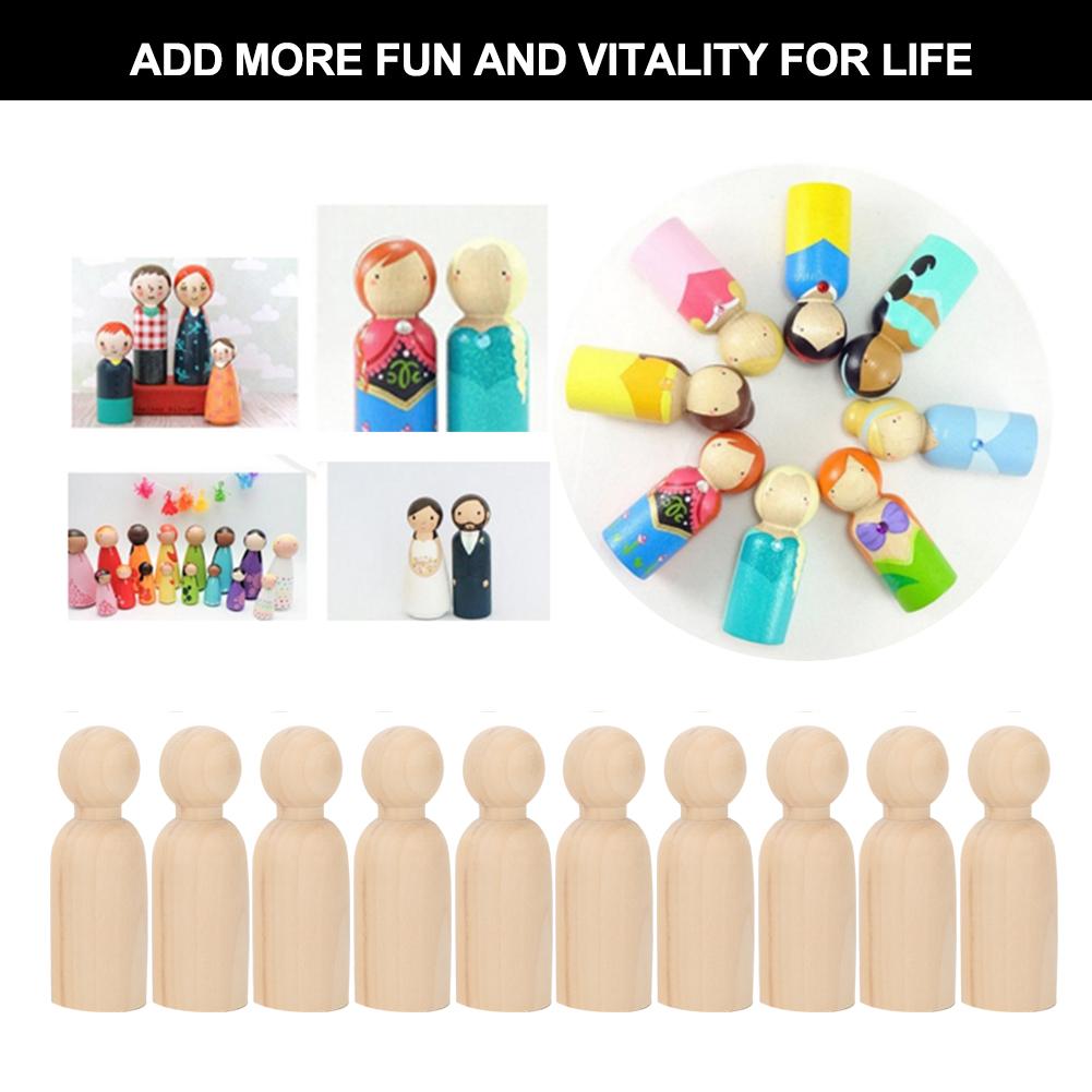 10pcs 75mm Male DIY Painting Dolls Wooden Children Painting Figure Toy Craft