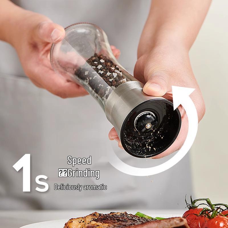 

Manual Black Pepper & Sea Salt Grinder Bottle Black Classic Short [200ML]