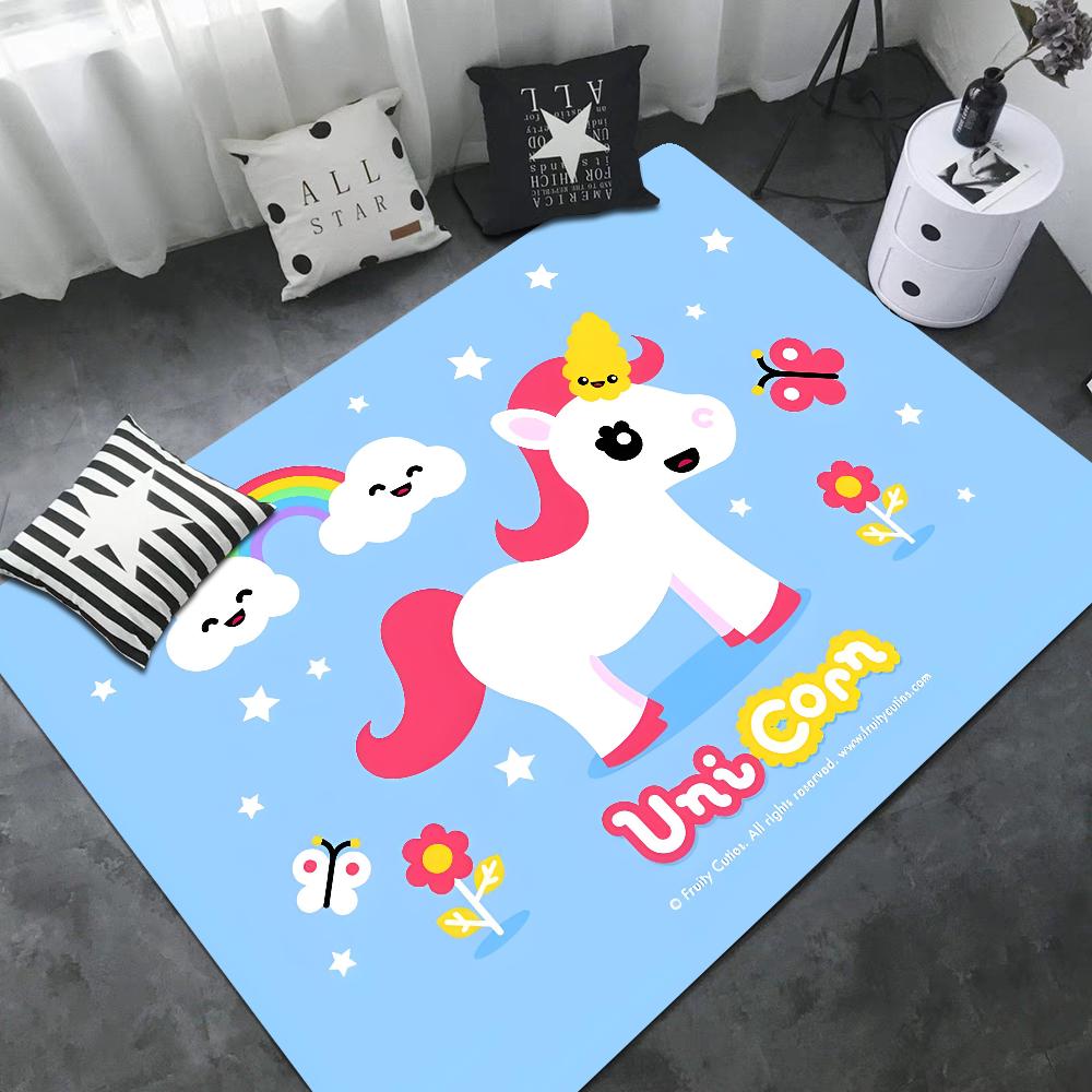Cartoon Unicorn Animal Bathroom Mat Kids Room Bedroom Decoration Balcony Anti-Slip Doormat Living Room Bedside Area Rugs