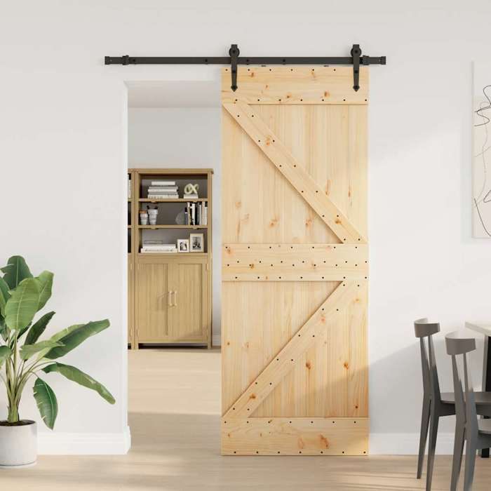 VidaXL Sliding Door and Hardware Kit 80x210 Cm Solid Pine 3332643