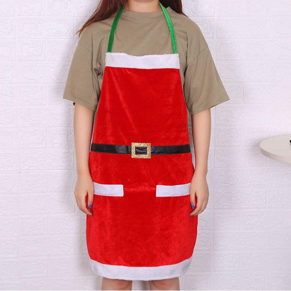 Cartoon Santa Claus Apron Velvet Kitchen Cooking Apron Gift Christmas Aprons  Festive